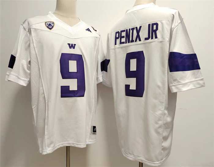 Men%27s Washington Huskies #9 Michael Penix Jr. White Stitched Jersey